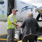 Wanaka Airport manager Ralph Fagan lends former Wanaka Community Board chairwoman Ngaire...