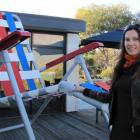 Wanaka artist Sonia Jones with the Regan Gentry sculpture Recliner Rex that attracted neighbours'...
