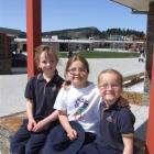 Wanaka Primary School pupils (from left) Madi Loudon  and Maddison Frazer enjoy the first day at...