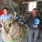 Wanaka sculptor and artist Minhal Al Halabi (left) and welder Laurie Scheib, of Queenstown, take...