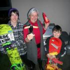 Wanaka snowboarder Tim Herbert, with his mother Jill and cousin Finn Carter (8), of Dunedin,...