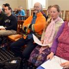 Warrington residents (front row, from right) Janine Cunningham, her daughter, Grace-Valentina...