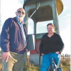 Water supply group member Ernest Johnston and Arowhenua Marae manager Mandy Home by the existing...