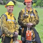 Wenita Forestry contractors Jared Laing (left) and Ken McHoull are covered in soot and dust after...