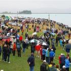 Wet conditions greeted spectators at Lake Ruataniwha at the weekend. Photo supplied.