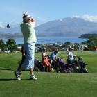 Teeing off at the Wanaka Hirequip charity golf tournament is June Watson of Arrowtown. Photo by...
