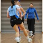 Southern Steel assistant coach Donna Wilkins prowls the sidelines during a training session at...