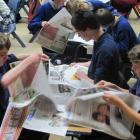 Will Harrison (15), Cory Hoffman (15) and Arran Smith (14) of Cromwell College scan the Otago...