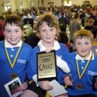 William Brundell (10), Archie Buissink (10) and Asher Quin (9), of Rotary Park School, after they...