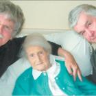 Windsor Park rest-home resident Molly Hobcraft with sons Brian (left) and Michael Hobcraft...