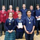 Winners of the 2013 years nine and 10 Extra!  current events quiz (back, from left): the second...