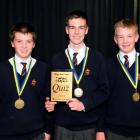 Winning team John McGlashan Three who scored 95 out of a possible 100 (from left) Rafe Duncan (14...