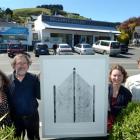 With collagraph Monterey Church - In the Pines, In the Pines  outside Bellamys Gallery (from left...