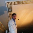 Working on high: Plasterer Alan Williams, of Seddon's Fibrous Plasterers, works on part of the...