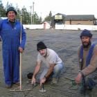 Working on the Maniototo Ice Rink's $200,000 upgrade at Naseby are (from left) Maniototo Curling...