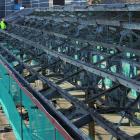 Working to replace the platform canopy at Dunedin Railway Station is Graeme Smith, of Steve Mowat...