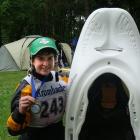 World cup junior freestyle kayaker Courtney Kerin shows off the bronze medal she won in Augsberg,...