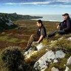 Yellow-eyed Penguin Trust ranger Leith Thomson (left) and field officer David McFarlane take in...