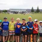 Young cricketers (from left) Harley Turnbull (7), of Alexandra, Tadhg Reilly (6), of Omakau, Jed...