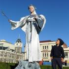 Zacharie Santana (3), of Dunedin, admires angel Natapiya Dryshchuk, of Christchurch, at the ...