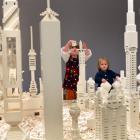Zoe (4) and Erin (2) Patterson, of Dunedin, work on a city block at the Dunedin Public Art...