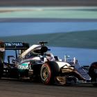 Mercedes F1 driver Lewis Hamilton of Britain drives during qualifying session for Bahrain F1 GP....