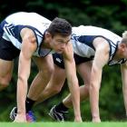 Otago Boys’ High School pupils Liam Turner (left) and Nathan Hill train at Littlebourne recently....