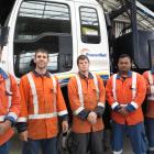 PowerNet line mechanics (from left) Joe Clarke (Invercargill depot), Mark Payne (Gore), Lincoln...