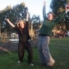 Community Gardens co-ordinator Sophia Leon de la Barra (left) and maintenance and volunteer co...