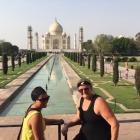 Stacy McTaggart (left) and Jendi Paterson stop to check out the Taj Mahal during the Rickshaw Run...