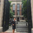 Fairfield School principal Andy Larson outside the gates of Harvard University on his recent...