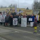 About 300 people turned out in Ranfurly today to protest the proposed closure of the town's bank....