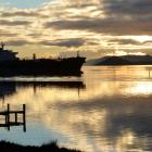 Oil carrier Matuku glides up the Otago Harbour about 8am yesterday. Photo by Stephen Jaquiery.