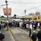 Ranfurly’s main street was blocked for about an hour yesterday, as protesters gathered outside...