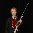 Kaikorai Valley College pupil Shaun Simpson (17) shows off his rifle at the school last week....