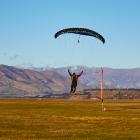 Canopy pilot Jason Kum hones his landing technique at Wanaka, in preparation for the Canopy...