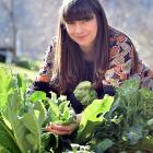 Chloe Humphreys in the vegetable garden at Otago Polytechnic. Photo by Peter McIntosh.