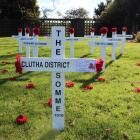 Eleven crosses have been erected outside the Balclutha Memorial Hall to commemorate the 100-year...