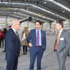 Transport Minister Simon Bridges (centre) officially opens South Port’s new intermodal freight...