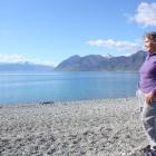 Guardians of Lake Hawea chairwoman Barbara Chinn stands where she believes the level was at this...