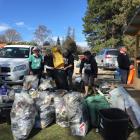Don't Chuck Your Muck anti-littering campaigners show some of the 250kg of litter they collected...