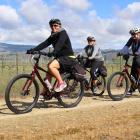 Kate MacGregor (left), Vanessa McMaster and Angela Thompson, all of Wellington, traverse a...