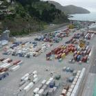A view of Lyttelton container terminal from a container crane. .Photo: Lyttelton Port of...