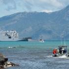 HMNZS Canterbury off Kaikoura. Photo: Reuters