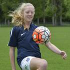 Southern United women’s midfielder Holly Johnstone (18) at Football South headquarters yesterday...