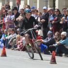 Liam Stoliker (9), of Rakaia, takes on competitors more than twice his age in the safety cycle...