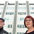 Eye clinic patients Steve Fawcett and Denise Wilson outside Dunedin Hospital yesterday. Photo by...