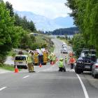 Peninsula Rd, in Queenstown, is  blocked as fire crews fight a blaze caused when an 11,000-volt...