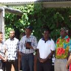 Singing the national anthem of Vanuatu during the 10th anniversary celebration of Seasonal...