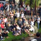 Revellers at Queenstown’s impromptu Crate Day party. Photos: Philip Chandler.